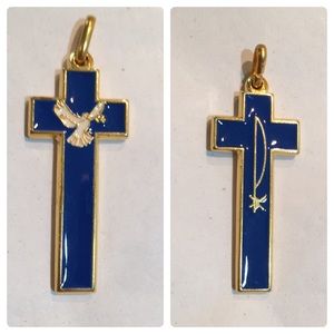 🌵BOGO🌵Blue cross pendant w/dove & Chi Rho symbol